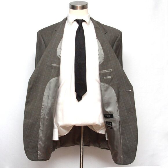 46L Jos A Bank 2 Piece Suit Blazer Sportcoat 36W Pants Grey Wool D090510 - Picture 4 of 16